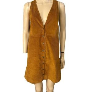 Free People Rolling Thunder Corduroy Jumper Dress Button Down
